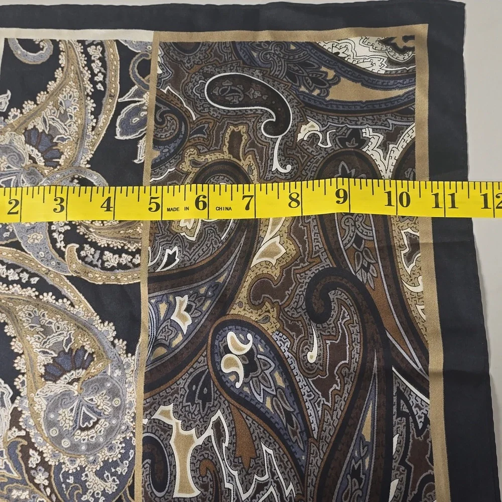 Adrienne Vittadini Gold and Black Paisley Silk Scarf - Picture 8 of 9